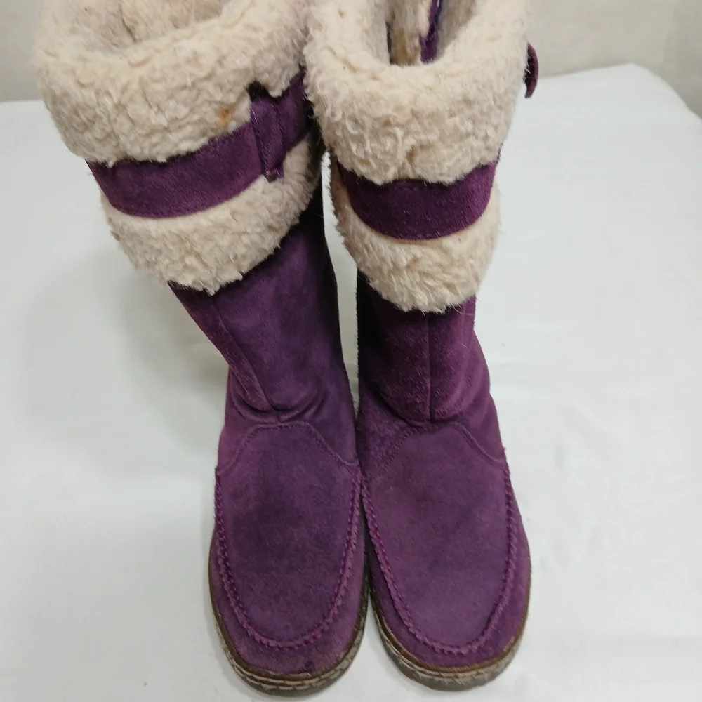 Bearpaw Purple Suede Wool Lined Cold Weather Boots Women's Size 6